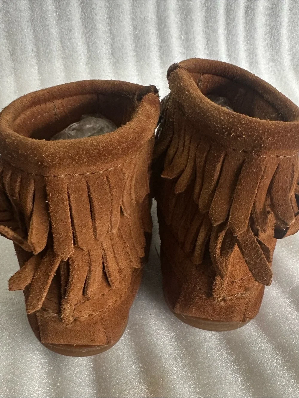 Minnetonka Kids Brown Suede Fringe Moccasin Boots
